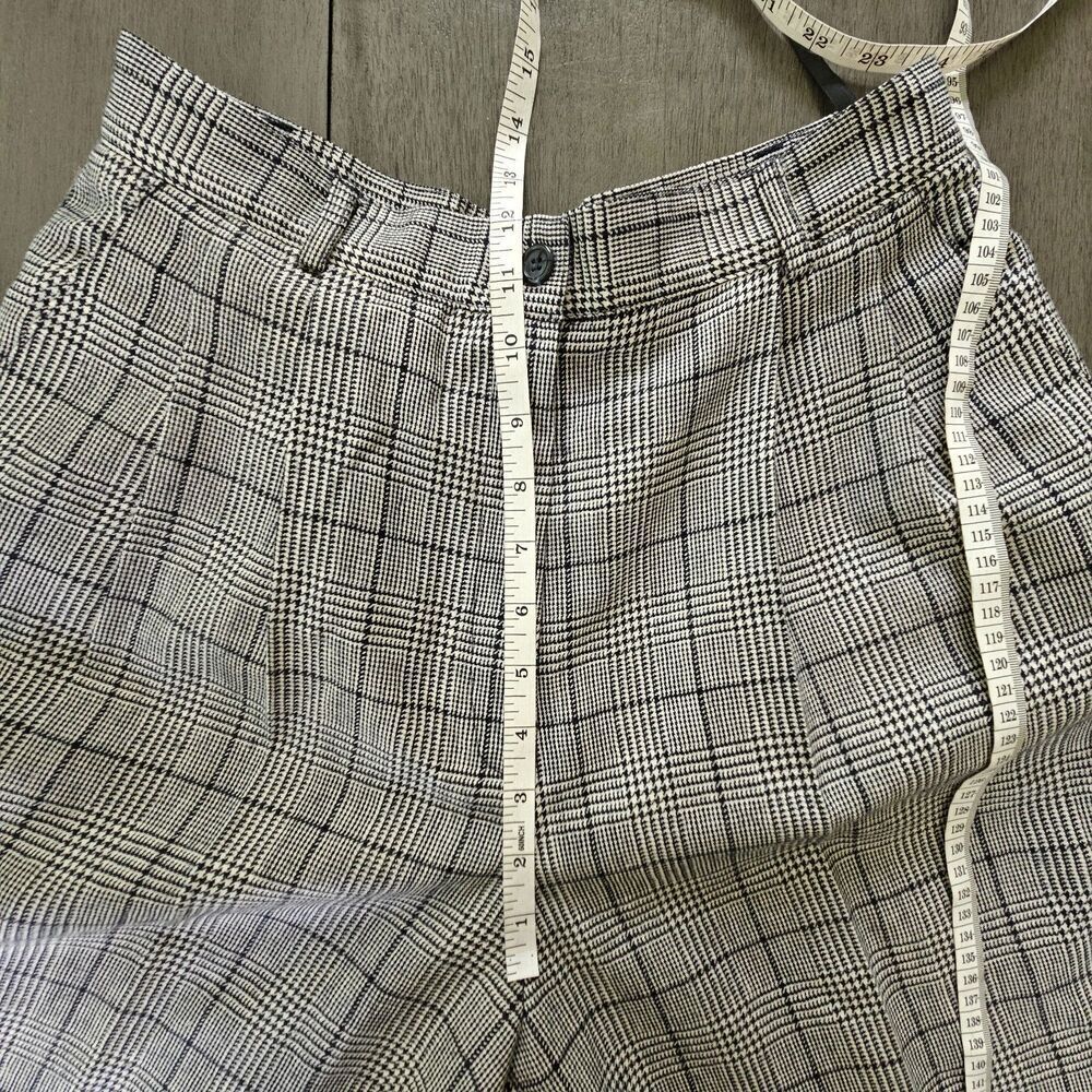 Vtg Talbots Women's Glen Check Plaid Wool Pants Pleated High Waisted Academia - Picture 3 of 8